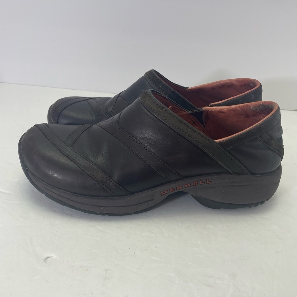 Merrell Leather Primo Patch Slip Ons Bug Brown Women's 7.5